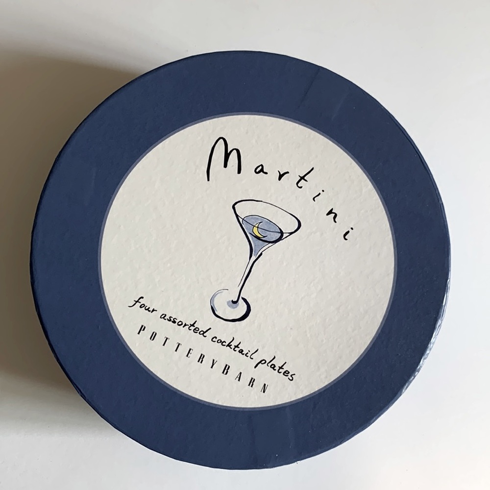 NIB Pottery Barn Martini assorted cocktail plates - Set of 4